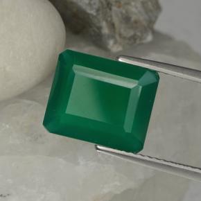 Agata naturale verde da 3,79 ct, taglio smeraldo, traslucido