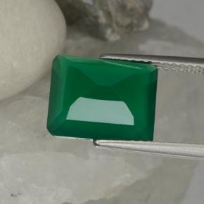 Agata naturale verde da 3,79 ct, taglio smeraldo, traslucido