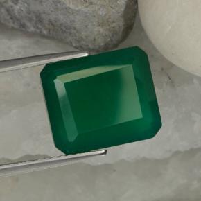 Agata Verde medio naturale da 5.12 ct, Taglio smeraldo, Traslucido