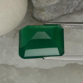 Agata Verde medio naturale da 5.12 ct, Taglio smeraldo, Traslucido