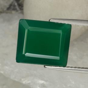 Agata naturale verde da 5,13 ct, taglio smeraldo, traslucido