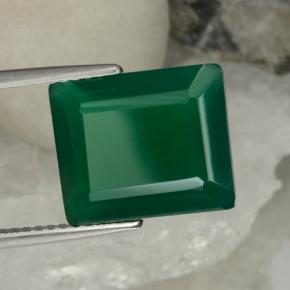 Agata naturale verde da 5,13 ct, taglio smeraldo, traslucido