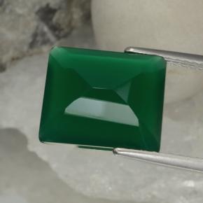 Agata naturale verde da 5,13 ct, taglio smeraldo, traslucido