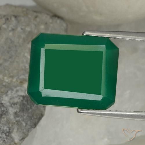 4.95ct Naturale Verde giallastro Agata, Taglio smeraldo, Traslucido