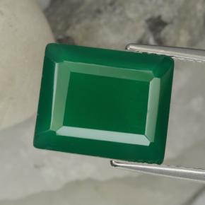 Agata Verde medio naturale da 5.57 ct, Taglio smeraldo, Traslucido