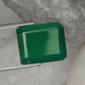 Agata Verde caldo naturale da 4.99 ct, Taglio smeraldo, Traslucido
