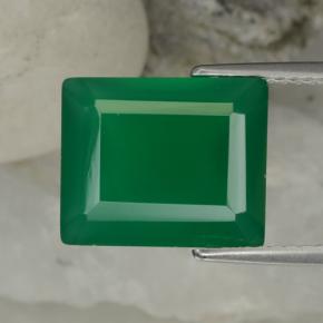 Agata naturale verde da 6,24 ct, taglio smeraldo, traslucido