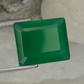 Agata naturale verde da 6,24 ct, taglio smeraldo, traslucido