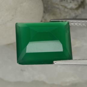 Agata naturale verde da 6,24 ct, taglio smeraldo, traslucido