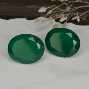 Agata naturale verde da 6,74 ct, taglio ovale, traslucido