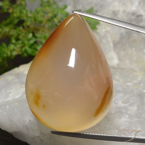 Agata multicolore naturale da 87,30 ct, taglio a pera, traslucido