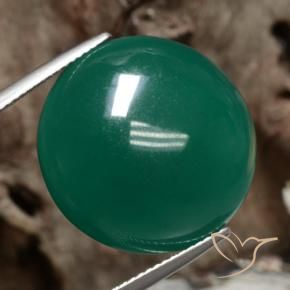 Agata Verde scuro medio naturale da 19.81 ct, Rotondo, Traslucido