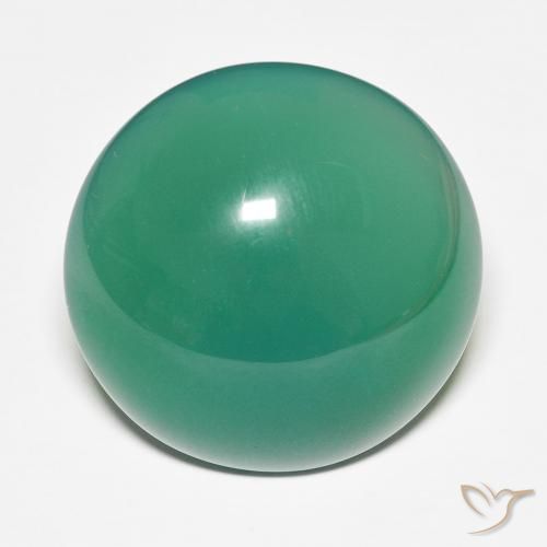 27.70ct Naturale Verde medio Agata, Rotondo, Traslucido