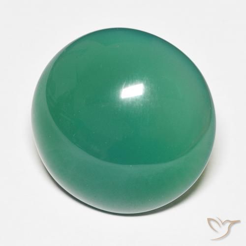 Agata Verde medio naturale da 27.70 ct, Rotondo, Traslucido