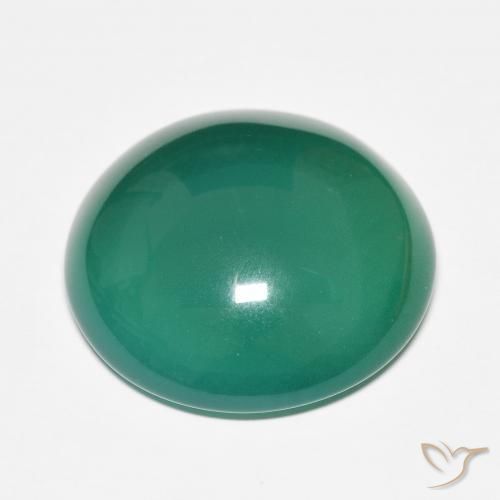 Agata Verde medio naturale da 27.70 ct, Rotondo, Traslucido