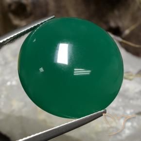 Agata Verde medio naturale da 30.19 ct, Rotondo, Traslucido