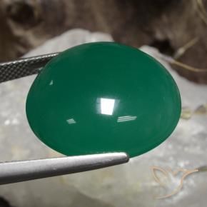 Agata Verde medio naturale da 30.19 ct, Rotondo, Traslucido