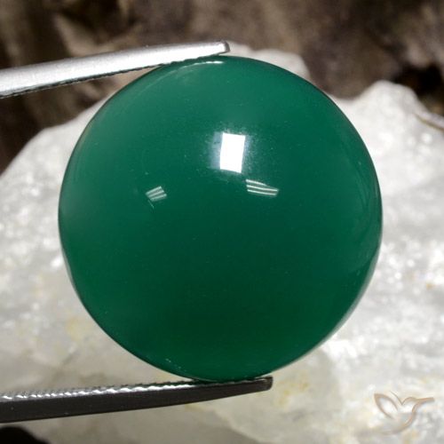 25.49ct Naturale Verde Pino Agata, Rotondo, Traslucido
