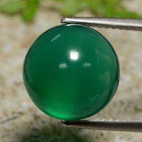 Agata Verde naturale da 5.76 ct, Taglio rotondo, Traslucido