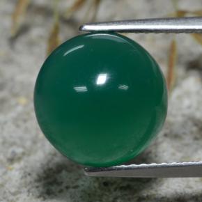 Agata naturale verde da 5,66 ct, taglio rotondo, traslucido