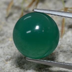 Agata naturale verde da 5,66 ct, taglio rotondo, traslucido