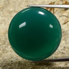 Agata naturale verde da 30,72 ct, taglio rotondo, traslucido