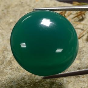 Agata naturale verde da 30,72 ct, taglio rotondo, traslucido