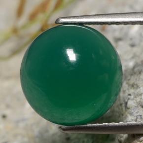 Agata naturale verde da 4,82 ct, taglio rotondo, traslucido