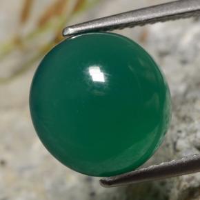 Agata naturale verde da 4,82 ct, taglio rotondo, traslucido