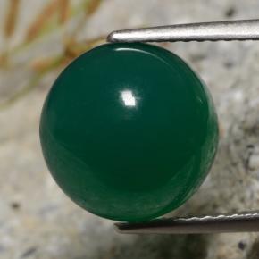 Agata naturale verde da 6,34 ct, taglio rotondo, traslucido
