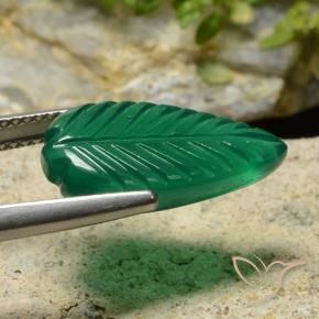 Agata Verde caldo naturale da 4.46 ct, Taglio a fiore, Traslucido