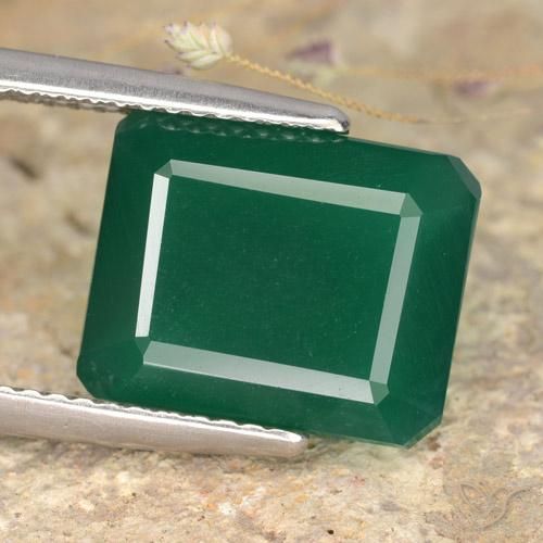 5.06ct Naturale Verde giallastro Agata, Taglio smeraldo, Traslucido
