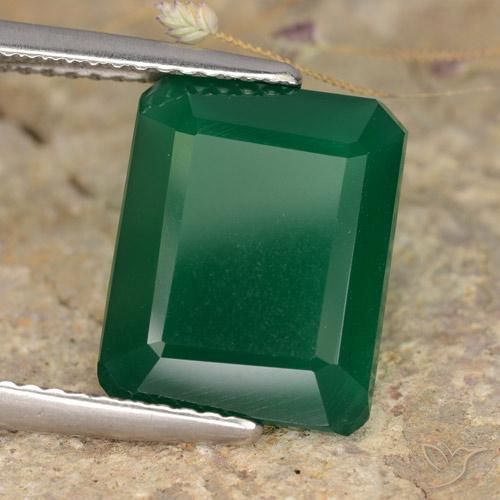Agata Verde giallastro naturale da 5.06 ct, Ottagonale / Taglio smeraldo, Traslucido
