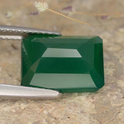 Agata Verde giallastro naturale da 5.06 ct, Ottagonale / Taglio smeraldo, Traslucido