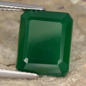 Agata naturale verde da 5,21 ct, taglio smeraldo, traslucido