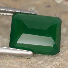 Agata naturale verde da 5,21 ct, taglio smeraldo, traslucido