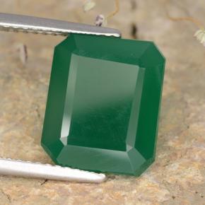Agata naturale verde da 5,28 ct, taglio smeraldo, traslucido