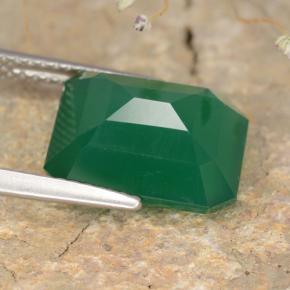 Agata naturale verde da 5,28 ct, taglio smeraldo, traslucido