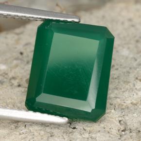 Agata Verde medio naturale da 3.79 ct, Taglio smeraldo, Traslucido
