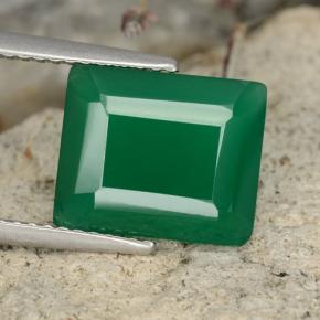 Agata naturale verde da 3,78 ct, taglio smeraldo, traslucido