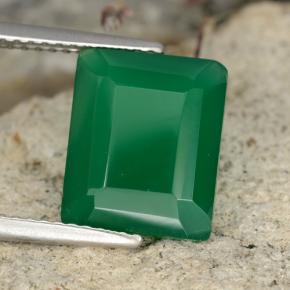 Agata naturale verde da 3,78 ct, taglio smeraldo, traslucido