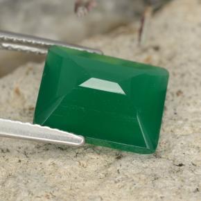 Agata naturale verde da 3,78 ct, taglio smeraldo, traslucido
