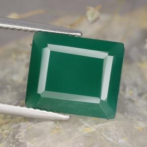 Agata naturale verde da 4,89 ct, taglio smeraldo, traslucido