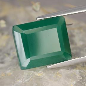 Agata naturale verde da 4,89 ct, taglio smeraldo, traslucido