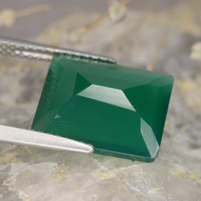 Agata naturale verde da 4,89 ct, taglio smeraldo, traslucido