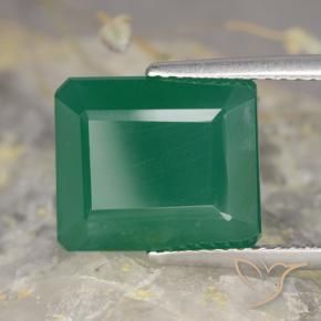 Agata Verde medio intenso naturale da 5.34 ct, Taglio smeraldo, Traslucido