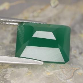 Agata Verde medio intenso naturale da 5.34 ct, Taglio smeraldo, Traslucido
