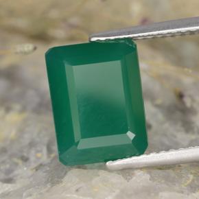 Agata naturale verde da 3,73 ct, taglio smeraldo, traslucido