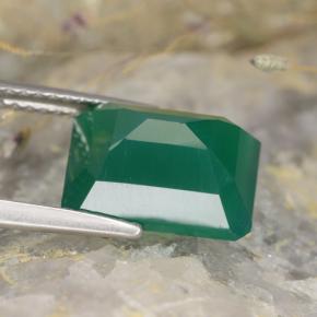 Agata naturale verde da 3,73 ct, taglio smeraldo, traslucido