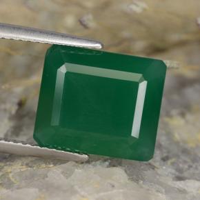 Agata naturale verde da 5,13 ct, taglio smeraldo, traslucido